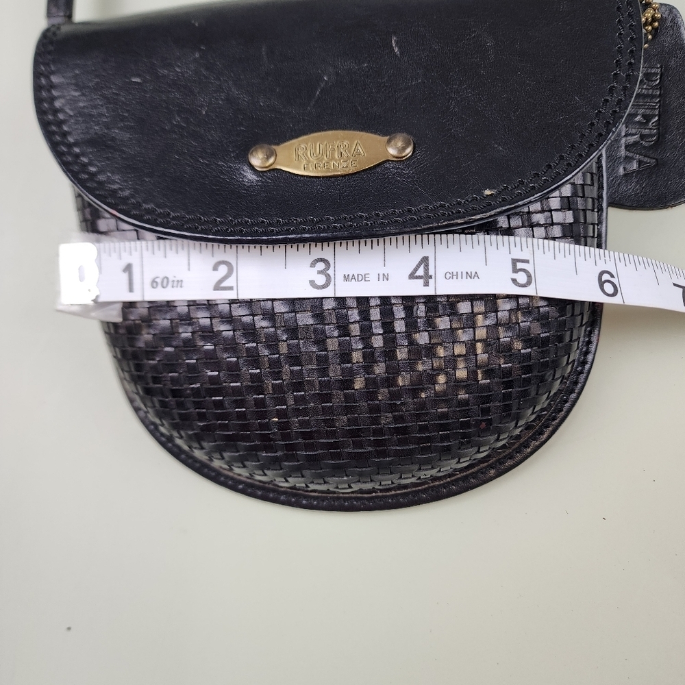 RUFRA Made In Italy Black Woven Small Purse Leather Gold Detail - Picture 12 of 15